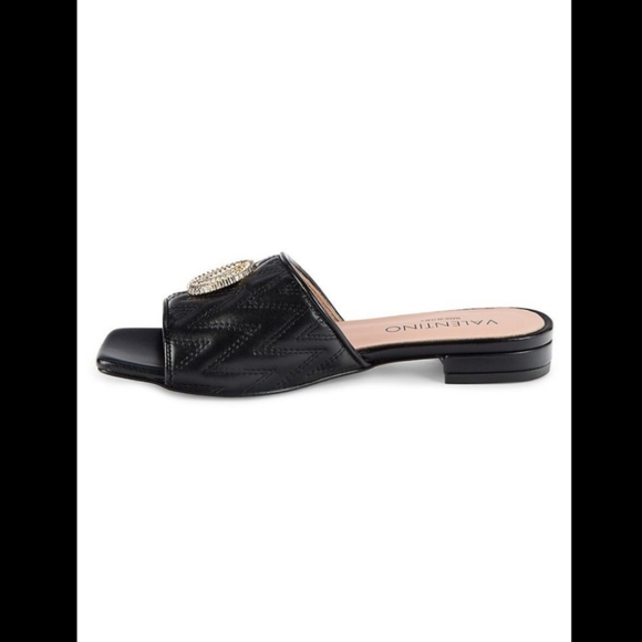 VALENTINO BY MARIO VALENTINO BLACK FLAT SANDALS